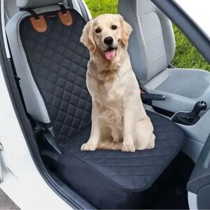 Black Quilted Waterproof Front Dog Car Seat Cover for Cars, SUVs & Trucks